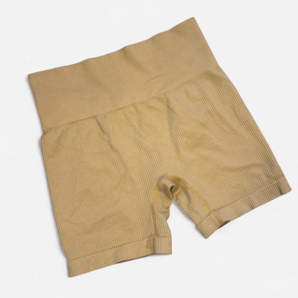 Athletic Works Womens Seamless Ribbed Bike Shorts Tan Size Medium